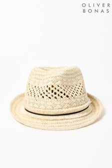 Oliver Bonas Natural Straw Trilby Hat (B27357) | HK$247