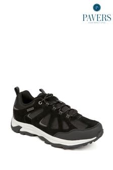 Pavers Leather Lace-Up Black Trainers