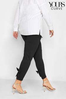 Yours Curve Black London Bow Back Tapered Trousers (B27457) | OMR19