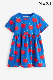 Blue/Red Short Sleeve Jersey Dress (3mths-7yrs) (B27715) | KRW12,800 - KRW17,100