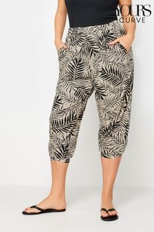 Yours Curve Leaf Print Cropped Harem Trousers (B27872) | kr440