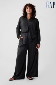 Черный - Gap Crinkle Texture Satin Trousers (B27877) | €59