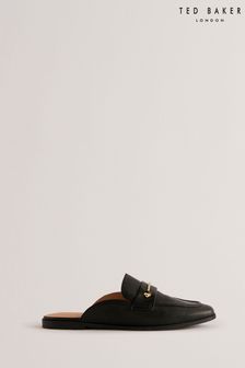 Ted Baker Zzola Flat Mules Black Loafers With Signature Bar