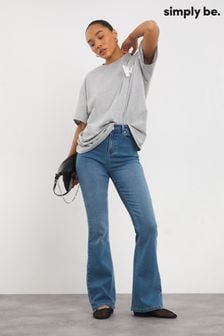Simply Be Blue Kim High Waisted Super Stretch Flared Jeans (B27975) | Kč1,190