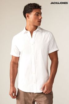 JACK & JONES White Linen Blend Short Sleeve Shirt (B28028) | €37