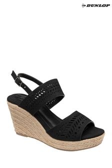 Dunlop Black Wedge Open Toe Sandals (B28044) | $69