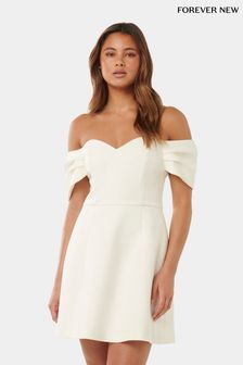 Forever New White Mini Sylvia Off Shoulder Dress (B28159) | €146