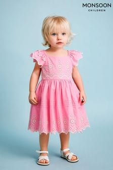 Monsoon Pink Baby Broderie Dress (B28308) | €35 - €37