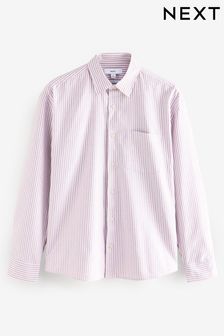 Pink Stripe Oxford Long Sleeve 100% Cotton Shirt (B28561) | $43