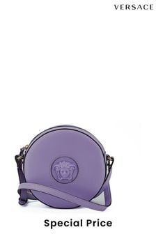 Versace Purple Calf Leather Round Disco Shoulder Bag (B28600) | €1,282