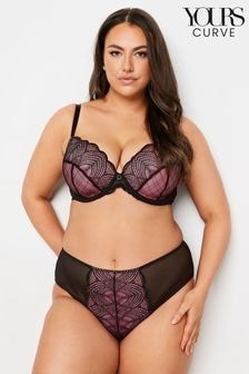 Yours Curve Black Suzie Mesh Lace Padded Bra (B28994) | $45