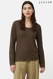 Jigsaw Linen Eden Long Sleeve T-Shirt (B29002) | $118