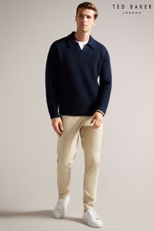 Ted Baker Cream Regular Fit Haybrn Textured Chino Trousers (B29360) | SGD 174