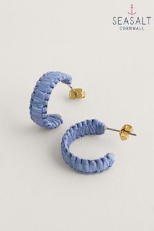 Seasalt Cornwall Blue Petrel Hoop Raffia Hoop Earrings (B29389) | €36