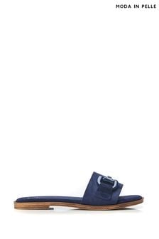 Moda in Pelle Blue Olayo Trim Sliders (B29508) | AED438