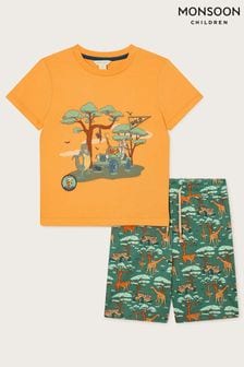Monsoon Orange Safari T-Shirt and Shorts Set (B29511) | €41 - €50