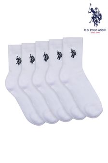 U.S. Polo Assn. Quarter Sports White Socks 5 Pack