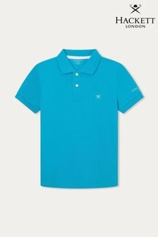 Синяя рубашка поло для старших мальчиков с короткими рукавами Hackett London (B29627) | €69