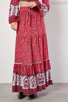 Apricot Red Sarasa Border Tier Skirt (B29653) | $69