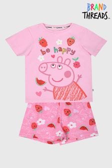Brand Threads Pink Peppa Pig Girls Short Pyjama Set (B29693) | $25
