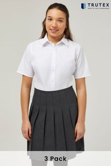 Trutex Regular Fit Short Sleeve School White Shirts 3 Pack