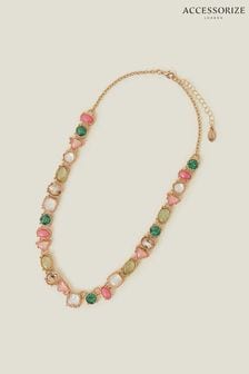 Accessorize Pink Eclectic Gem Collar Necklace