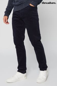 Темно-синий - Стретчевые хлопковые брюки с стретчами и принтом 5 карманов Threadbare (B29731) | €40