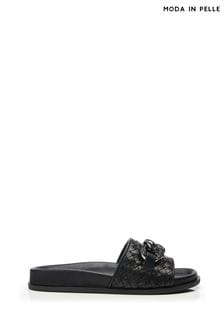 黑色 - Moda In Pelle Ocarina黑色閃亮裝飾編織涼拖鞋 (B29943) | NT$4,620