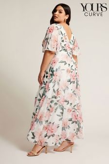 Белый - Платье макси с запахом и цветочным принтом Yours London Curve (B29971) | €86