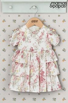 Mamas & Papas Cream Laura Ashley Floral Print Frill Dress (B29975) | €61