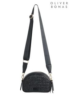 Oliver Bonas Sophia Raffia Weave Crossbody Black Bag (B30012) | HK$514