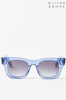 Oliver Bonas Cobalt Blue Square Acetate Sunglasses (B30209) | €63