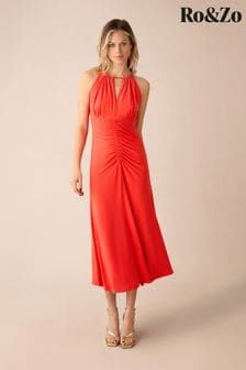 Ro&Zo Red Jersey Halterneck Midi Dress (B30364) | AED715