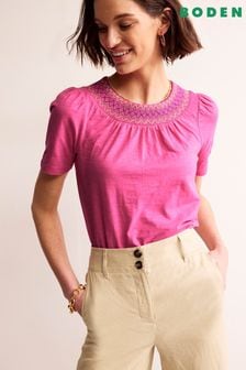 Boden Pink Smock Neck Puff Sleeve Top (B30425) | kr545