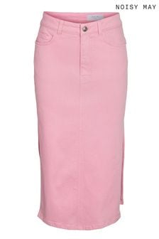 NOISY MAY Pink Midi Denim Skirt With Side Split (B30494) | Kč1,390