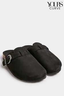 Yours Curve Black Faux Suede Clogs In Extra Wide EEE Fit (B30591) | ₪ 131