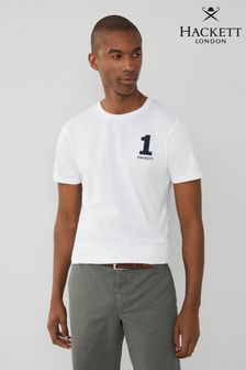 חולצת טי לבנה עם שרוולים קצרים לגברים של Hackett London (B30600) | ‏352 ‏₪