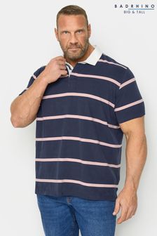 Niebieski kamuflaż - Badrhino Big & Tall Stripe Rugby Polo Shirt (B30678) | 190 zł