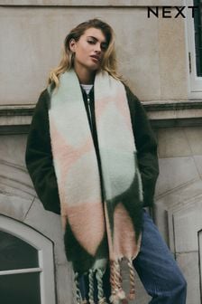 Green/Pink Pastel Geo - Heavyweight Blanket Scarf (B30696) | HK$187