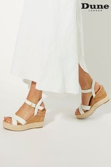 Dune London White Kindest Cross Strap Wedge Sandals (B30784) | $146