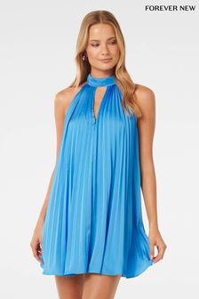Forever New Blue Sammy Pleated Mini Swing Dress (B30849) | $183