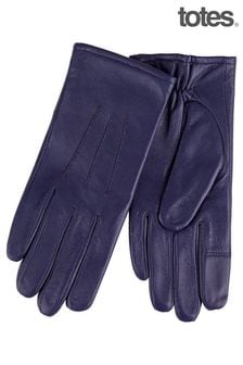 Totes Navy 3 Point Smartouch Leather Gloves (B30916) | €27