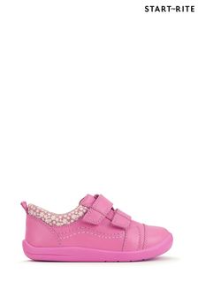 Start-Rite Playhouse Pink Leather Rip Tape Trainer Shoes