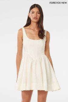 Forever New White Pure Linen Trinity Corset Mini Dress (B33105) | €129