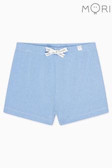 MORI Blue Organic Cotton & Bamboo Tie Waist Shorts (B33112) | HK$154 - HK$175