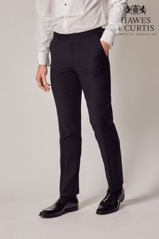 Hawes & Curtis Slim Dinner Suit Black Trousers With Side Adjusters