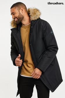 Threadbare Black Showerproof Hooded Parka Jacket (B33395) | 396 QAR