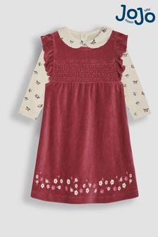 JoJo Maman Bébé Raspberry Velour Cord Baby Dress And Body Set (B33506) | $51