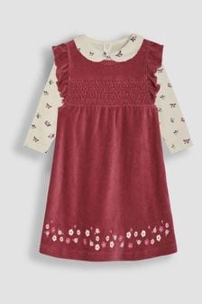 JoJo Maman Bébé Raspberry Velour Cord Baby Dress And Body Set (B33506) | $48