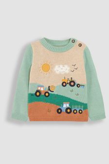 JoJo Maman Bébé Green Farm Button Detail Jumper (B33533) | €47